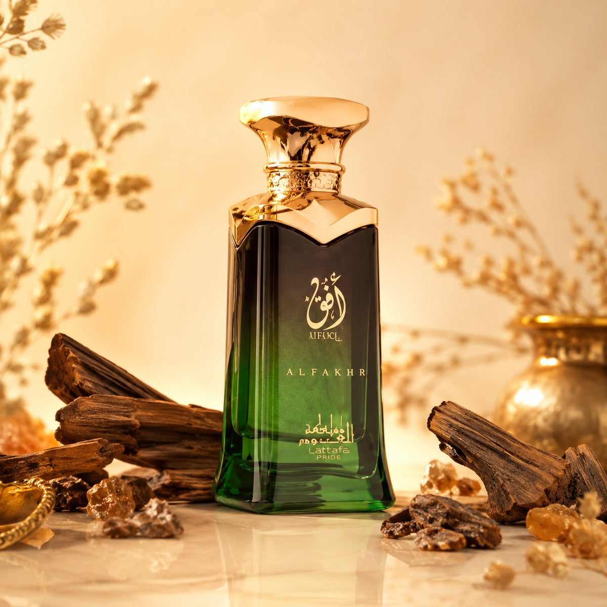 ARVOLA_SHOWCASE — Ufuq Harmony, photo artistique (notes boisées et résineuses d'oud pour créer une fragrance envoûtante et majestueuse. Idéal pour ceux en quête de distinction et de sophistication, ce parfum offre une expérience olfactive inoubliable, parfai