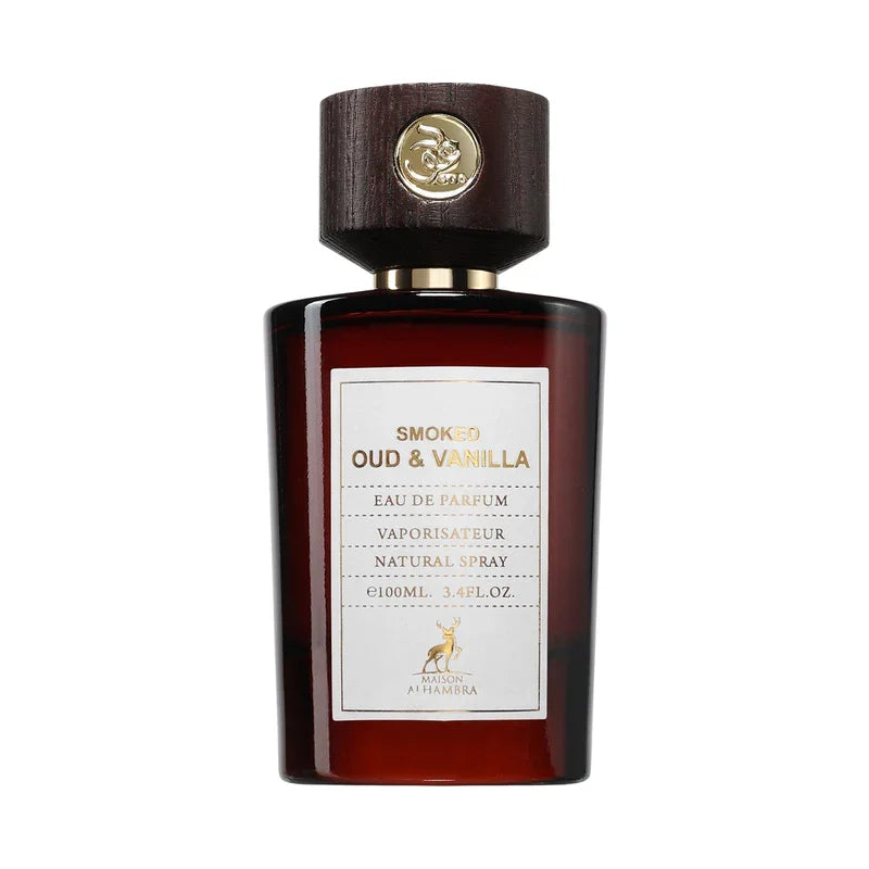 Parfum Eau de Parfum Smoked Oud & Vanilla de Maison Alhambra, flacon ambré 100ml