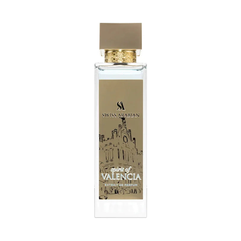 Parfum extrait de parfum Spirit of Valencia de Swiss Arabian en flacon de verre doré