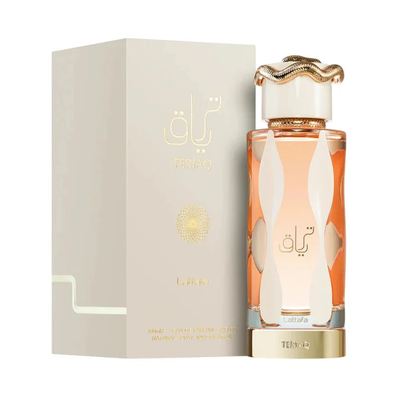 Parfum Teriaq Lattafa avec flacon élégant et boîte de luxe, eau de parfum 100ml