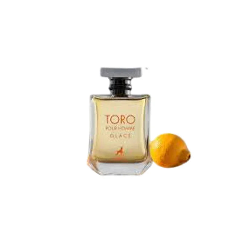 Flacon de parfum Toro Pour Homme Glacé avec un citron à côté