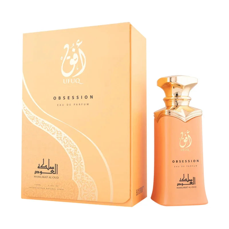 Parfum Obsession Ufuq Eau de Parfum et son coffret cadeau orangé Mamlakat Al Oud