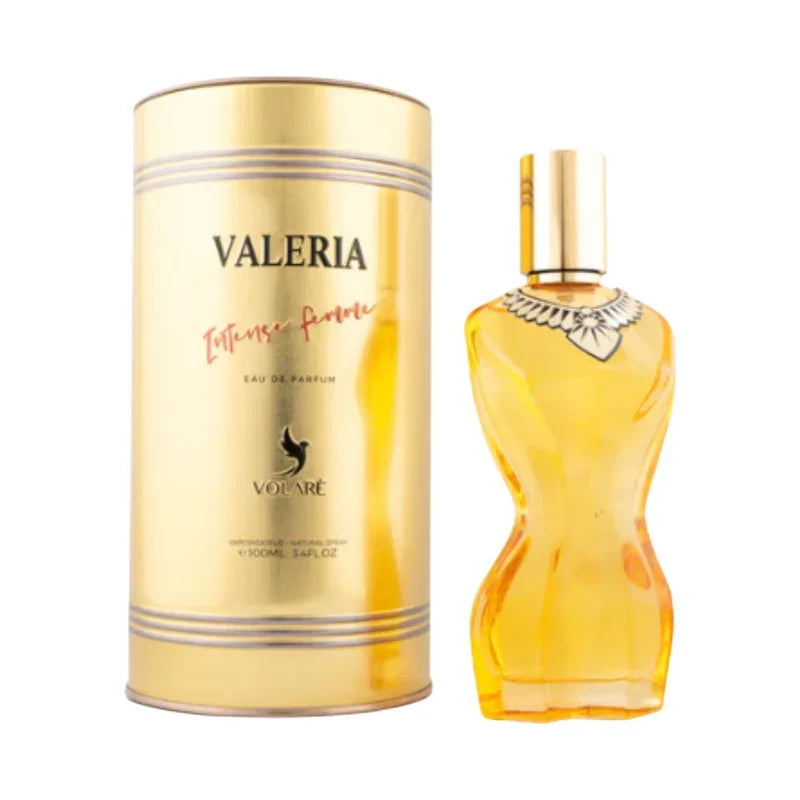 Parfum Valeria Intense Femme Eau de Parfum et son coffret doré élégant