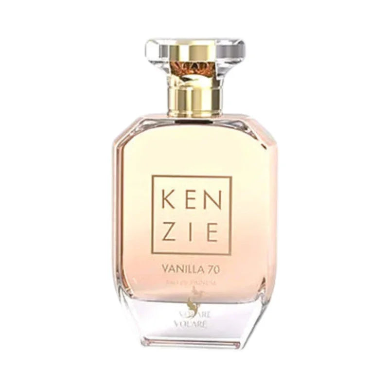 Parfum Kenzie Vanilla 70 dans un flacon élégant aux reflets dorés.