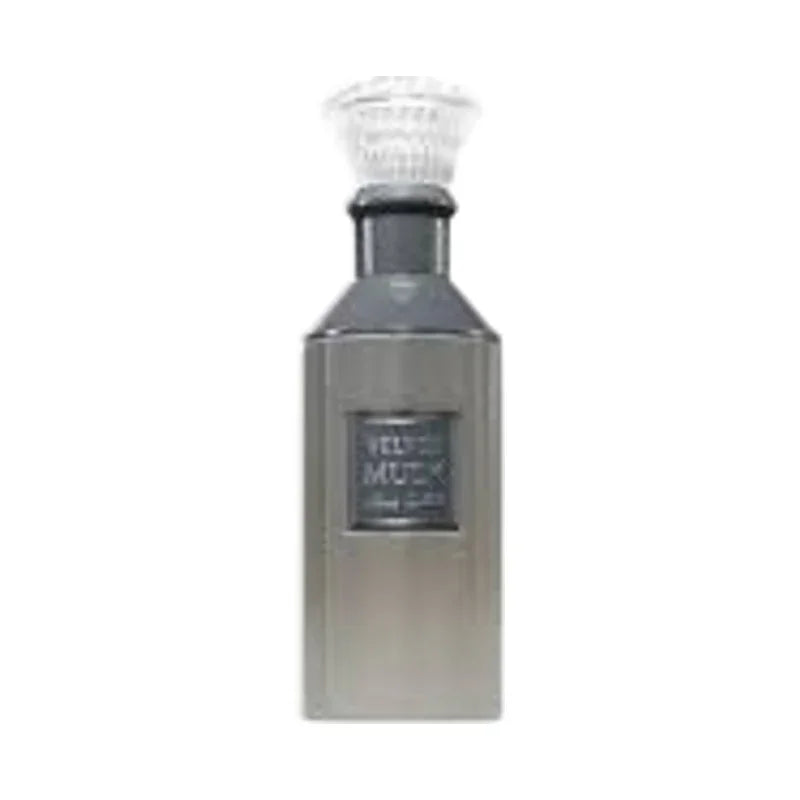 Bouteille de parfum Velvet Musk avec capuchon en verre texturé, design élégant et minimaliste