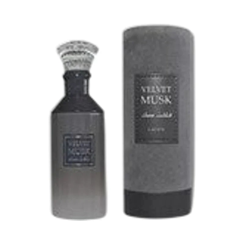 Parfum Velvet Musk élégant avec flacon et étui gris
