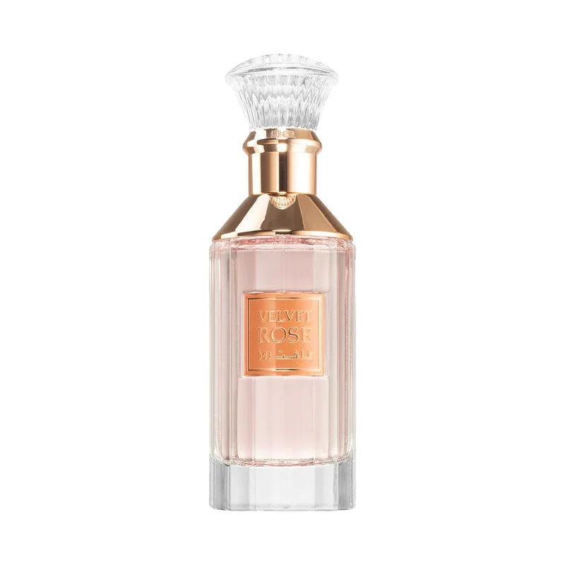 Flacon de parfum Velvet Rose avec bouchon en cristal et finition dorée