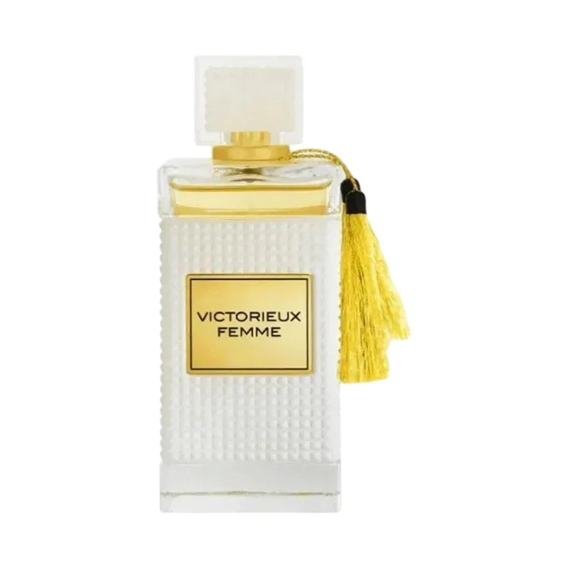 Parfum Victorieux Femme pour femme avec flacon texturé et pompon doré