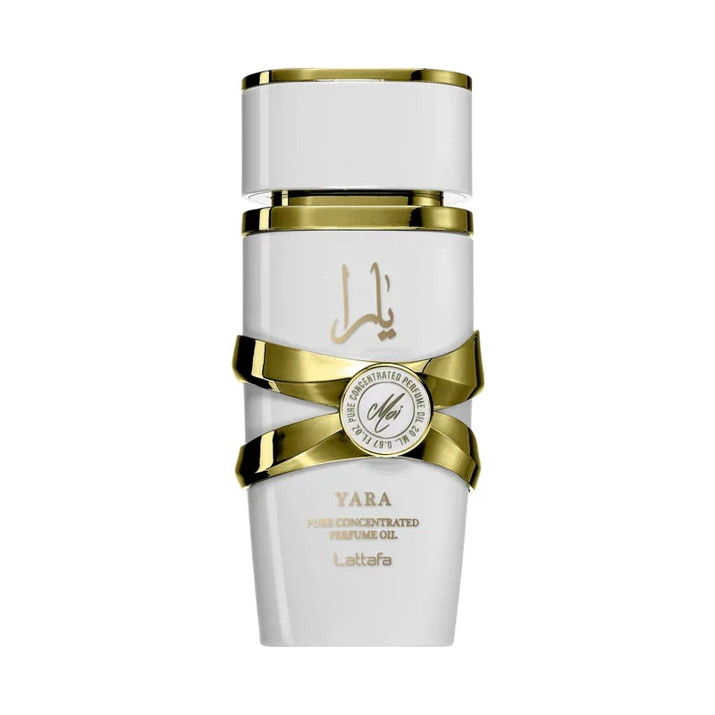 Huile de parfum concentrée Yara Lattafa, flacon blanc et doré élégant